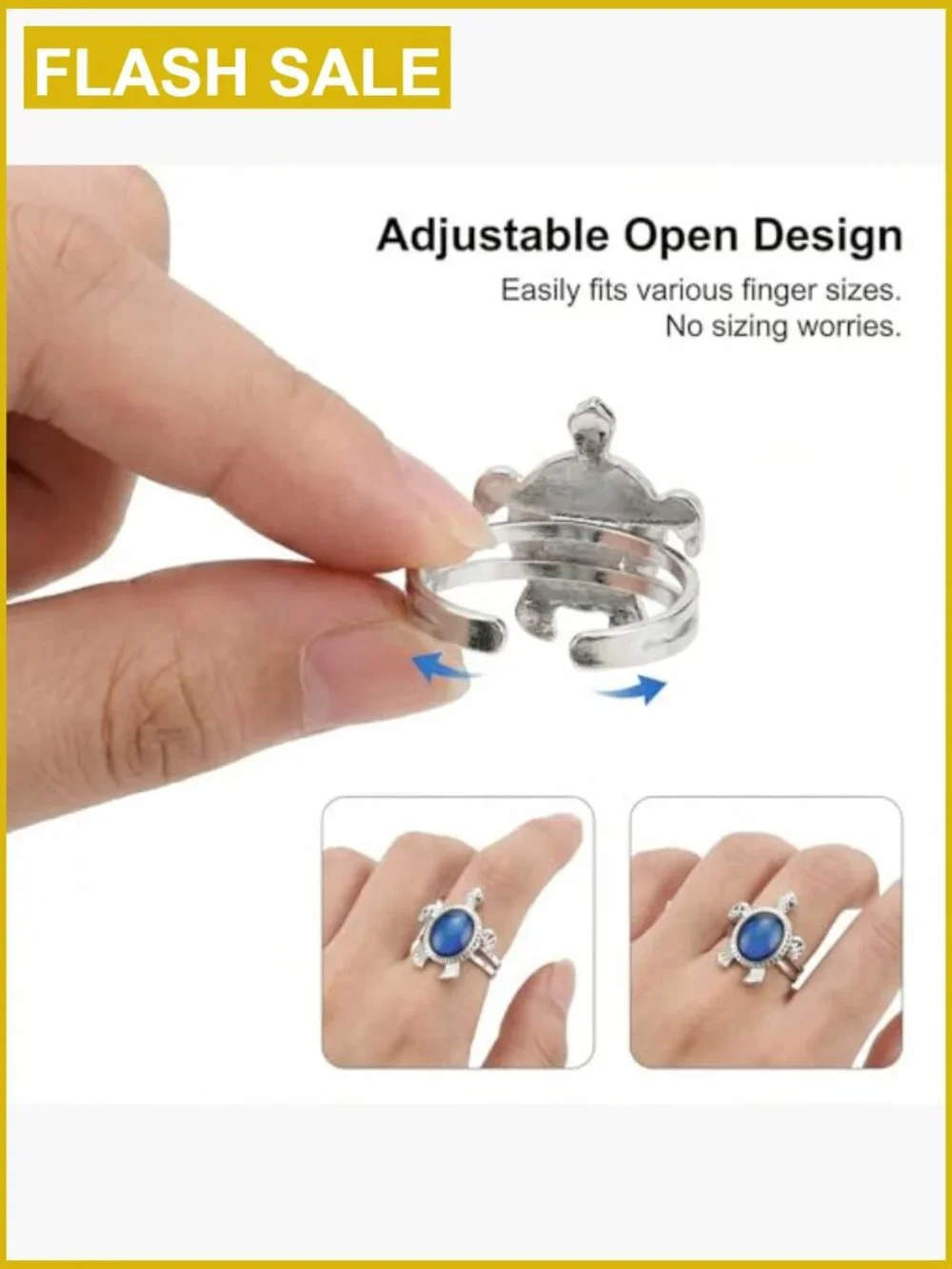Color Changing Mood Ring Open Charm Adjustable Fit Fashion Ring